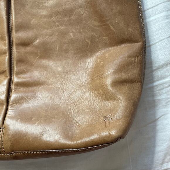 Frye Brown Melissa Simple Tote Bag Leather Pockets Casual Everyday Shoulder Bag - Picture 6 of 10